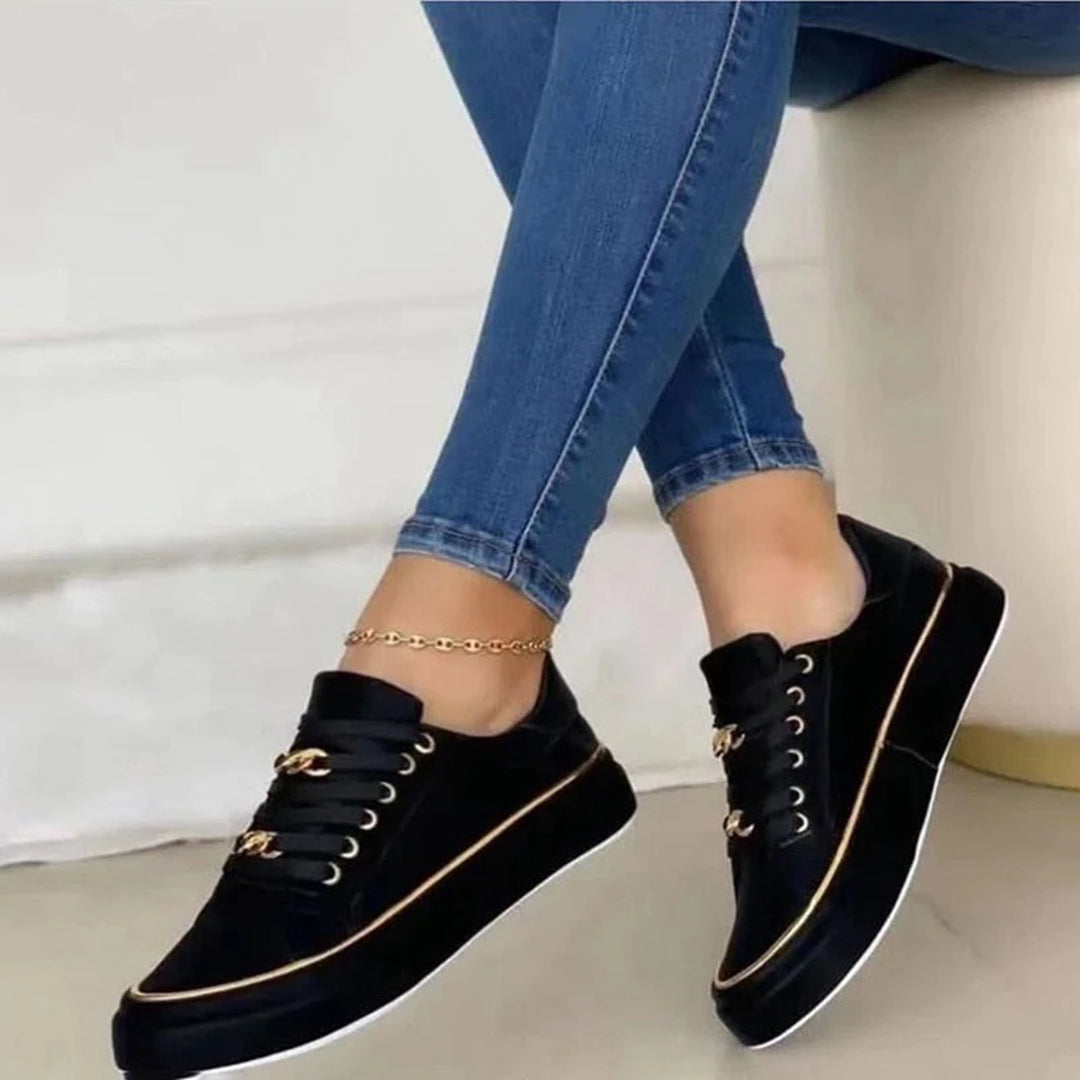 Sophie Elegant White Sneakers with Gold Detail