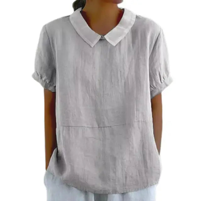 Women's Blouse - Short Sleeves Cotton