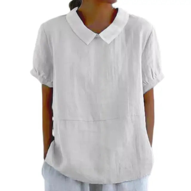 Women's Blouse - Short Sleeves Cotton