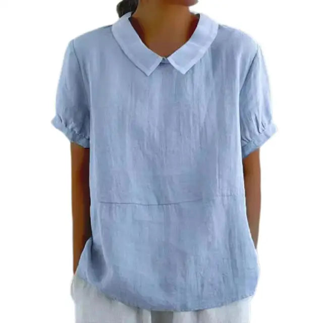 Women's Blouse - Short Sleeves Cotton