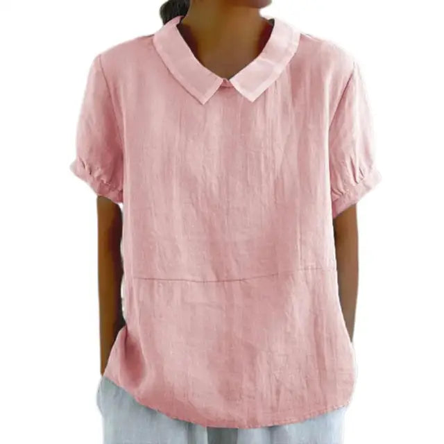 Women's Blouse - Short Sleeves Cotton