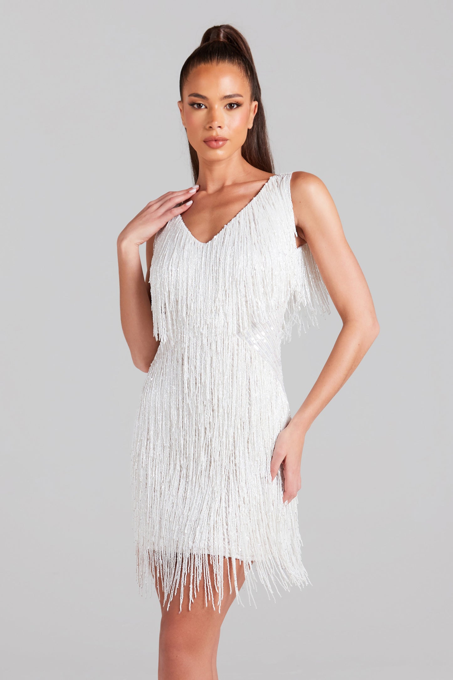Sophie Shimmering and Elegant Fringe Beaded Robe