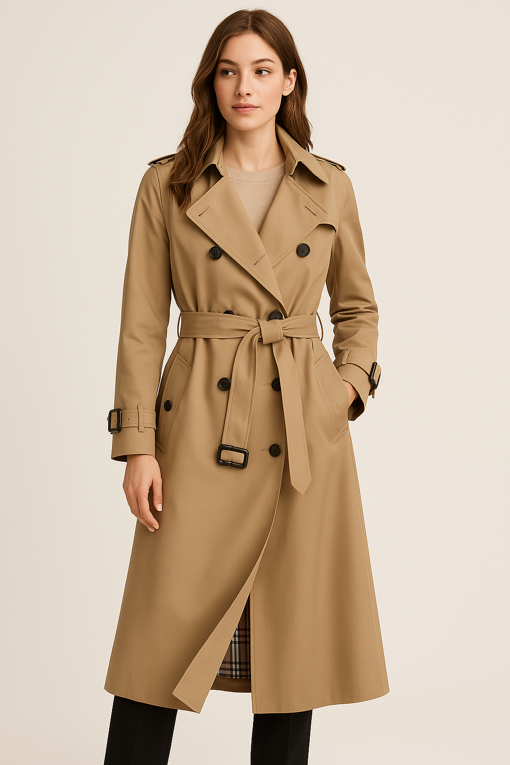 Emma – Trench élégant en polyester structuré