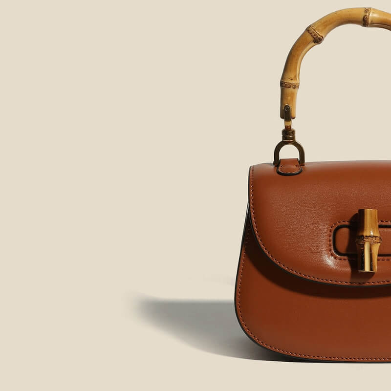 Sophie Smooth Leather and Elegant Bamboo Bag