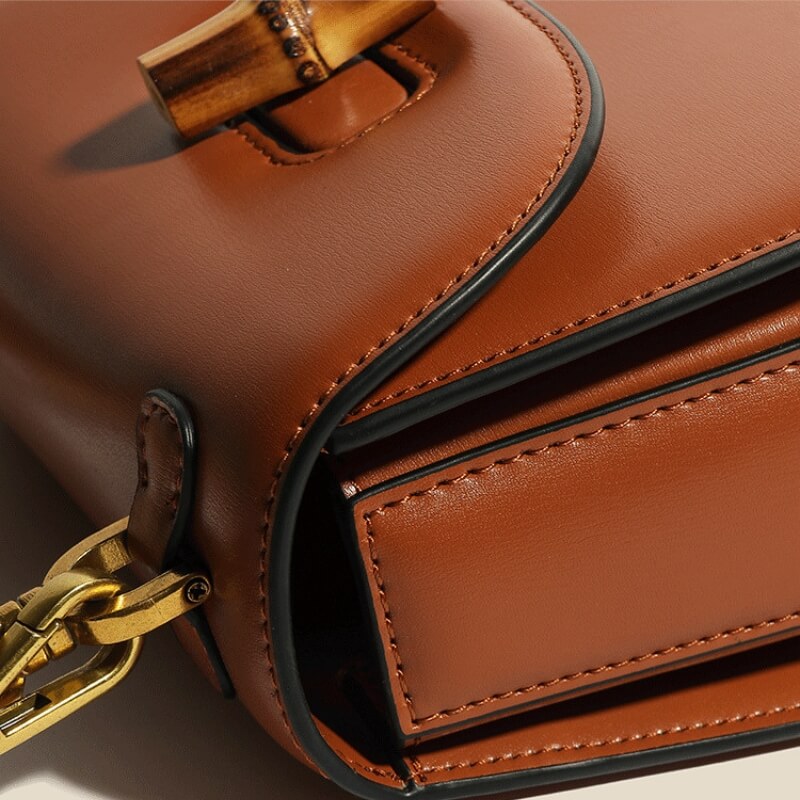 Sophie Smooth Leather and Elegant Bamboo Bag
