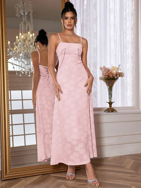 Long Dress for Women - Thin Straps Floral