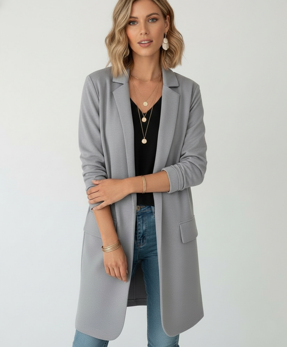 Emma – Cardigan long élégant en maille légère