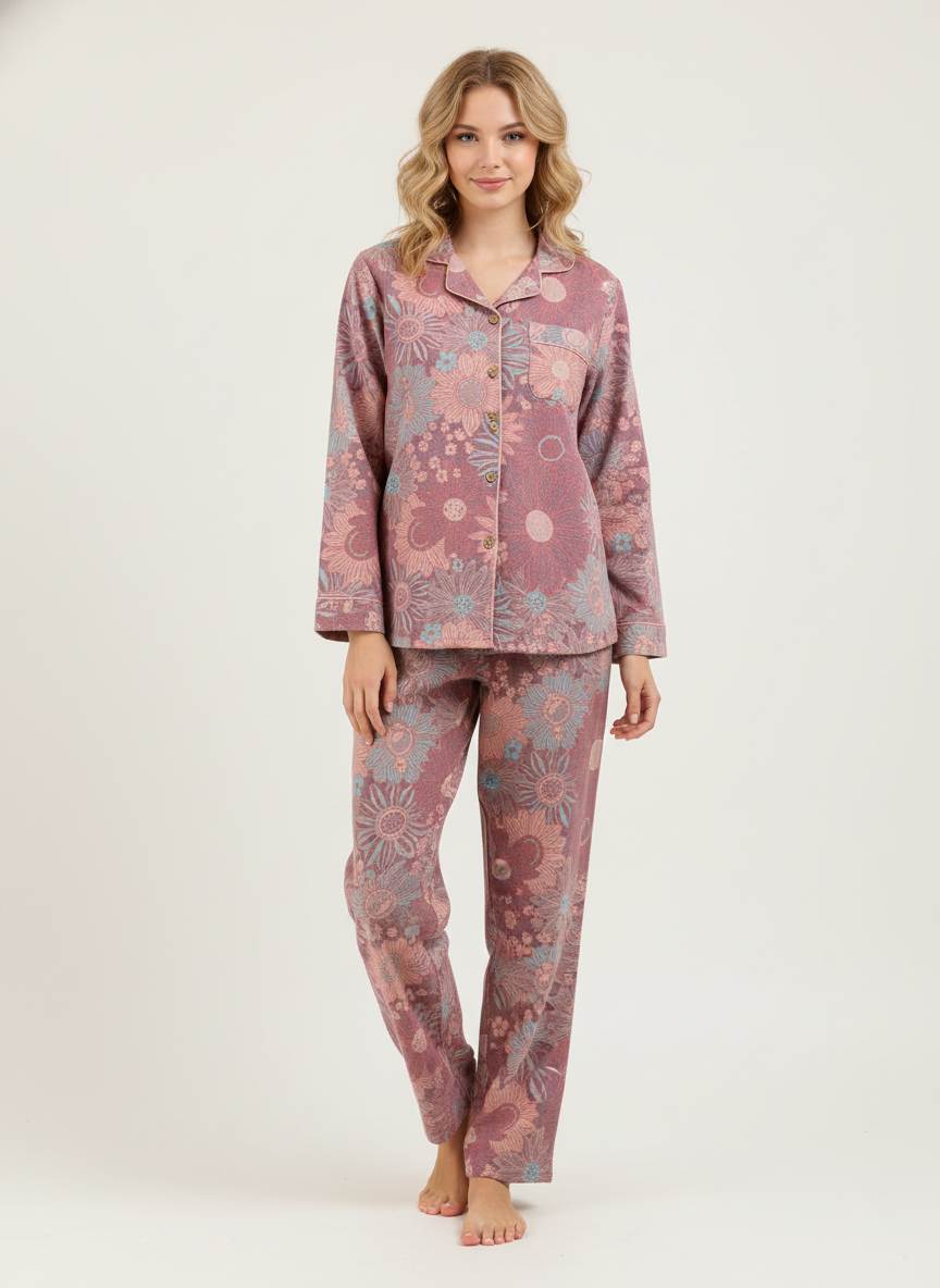 Emma – Pijama Suave y Elegante de Crepé con Estampado Floral