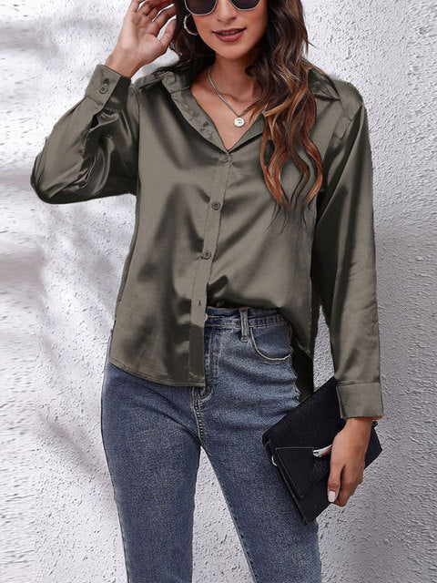 Satin blouse for women - Long sleeves