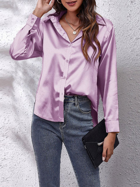 Satin blouse for women - Long sleeves