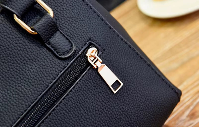Stylish Leather Handbag with Pendant