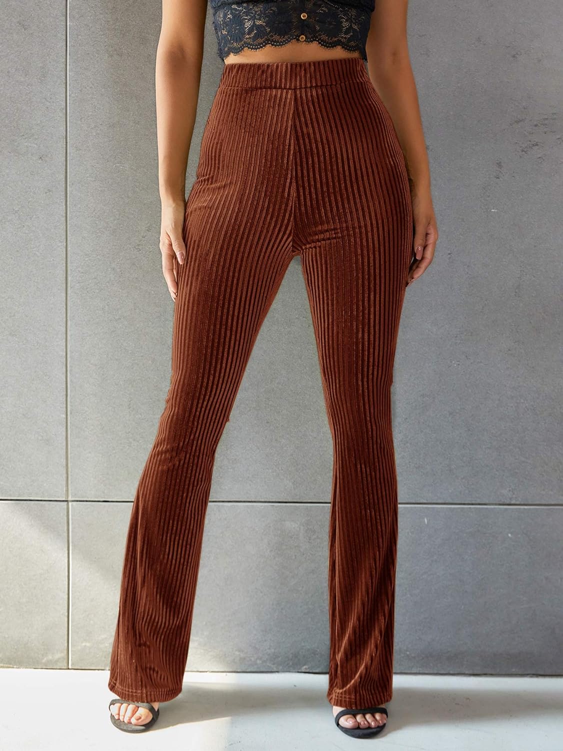 High-Waisted Flared Pants for Women - Corduroy