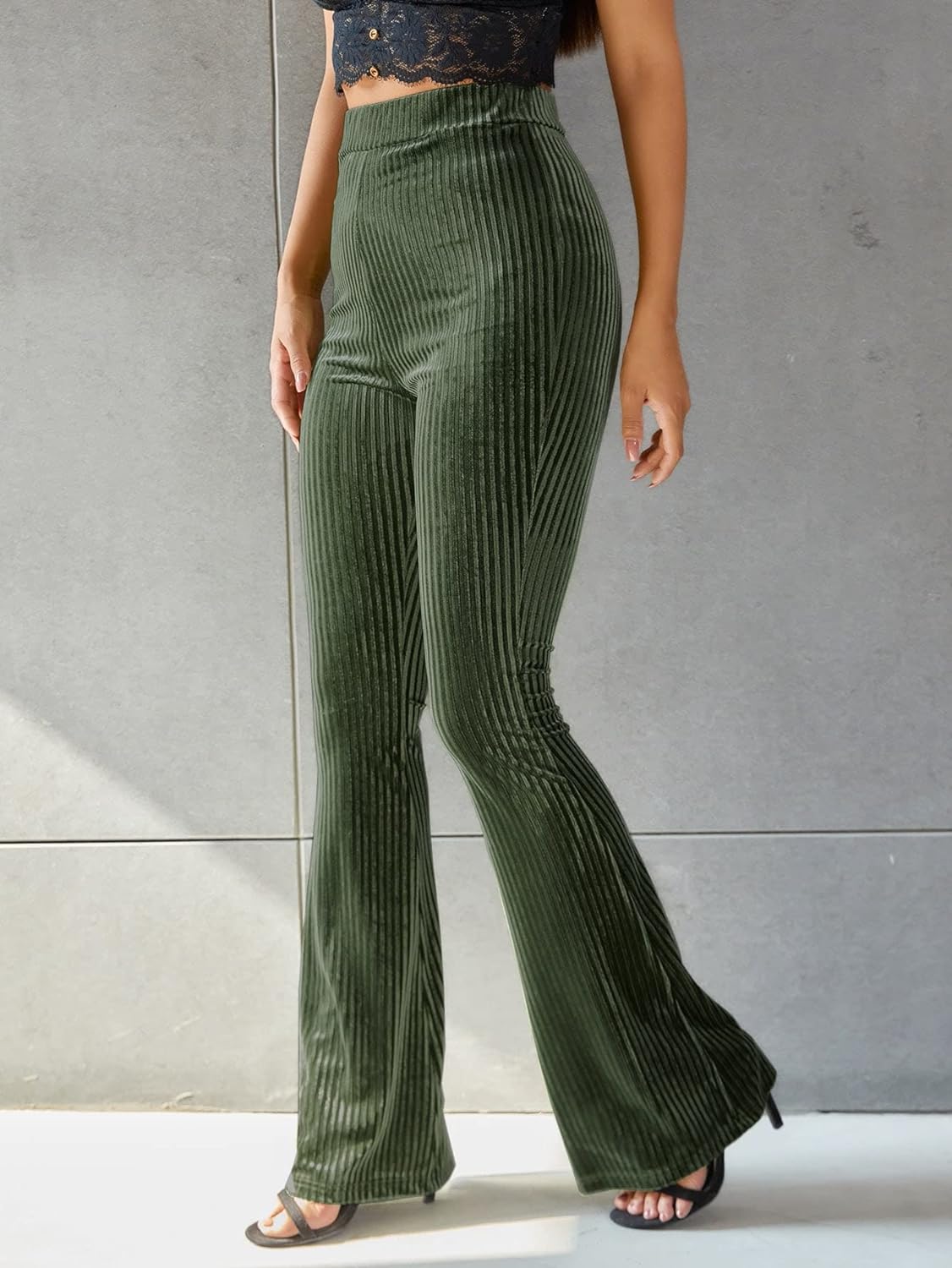 High-Waisted Flared Pants for Women - Corduroy