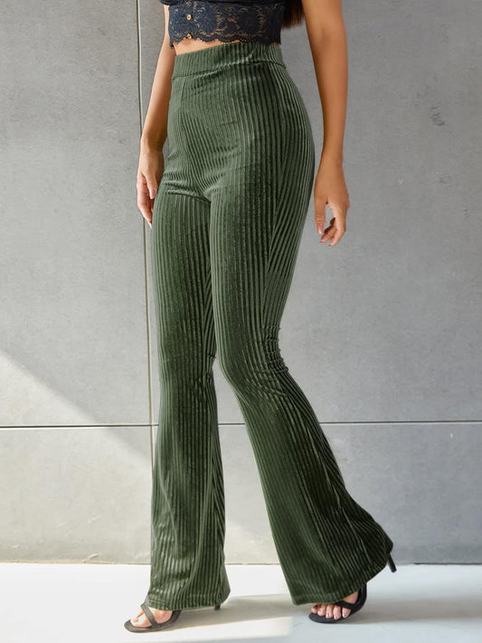 Pantalon Évasé Taille Haute Femme - Velours Côtelé