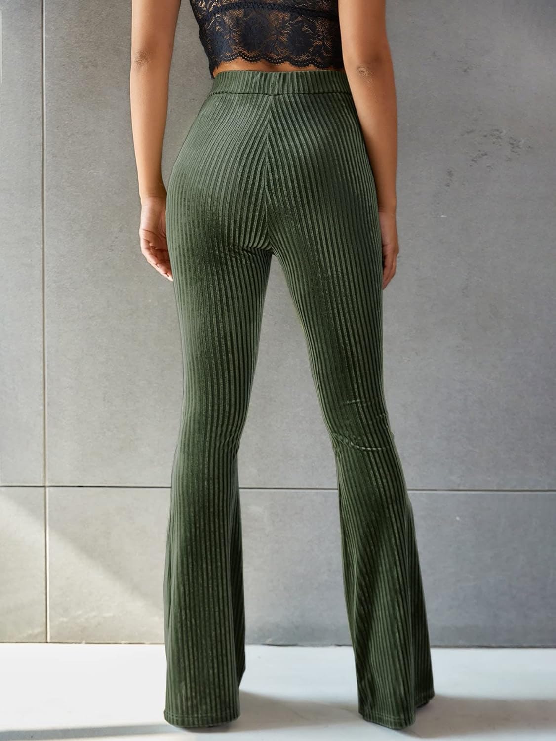 High-Waisted Flared Pants for Women - Corduroy