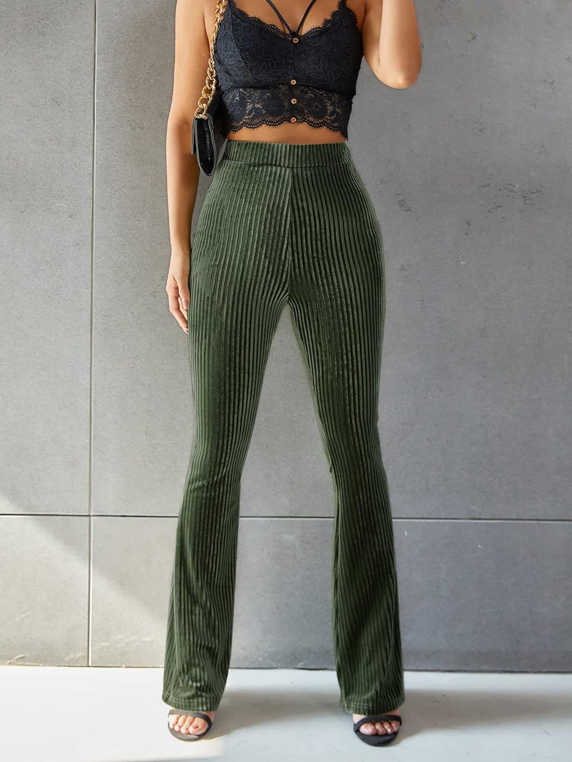 High-Waisted Flared Pants for Women - Corduroy