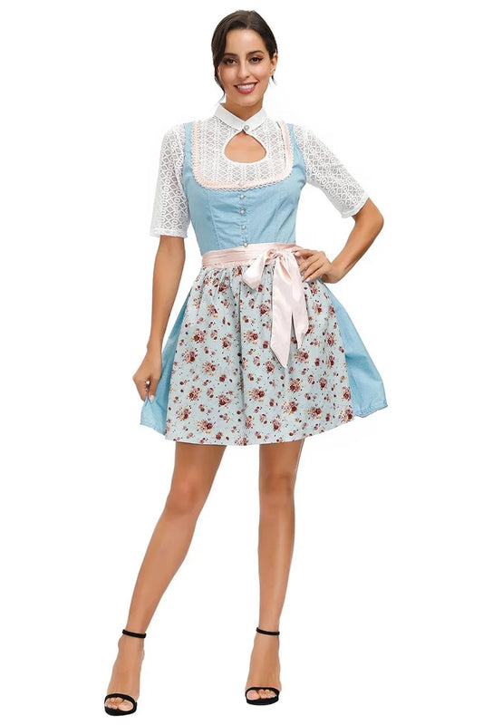 Vestido Dirndl para mujer - Falda acampanada con delantal