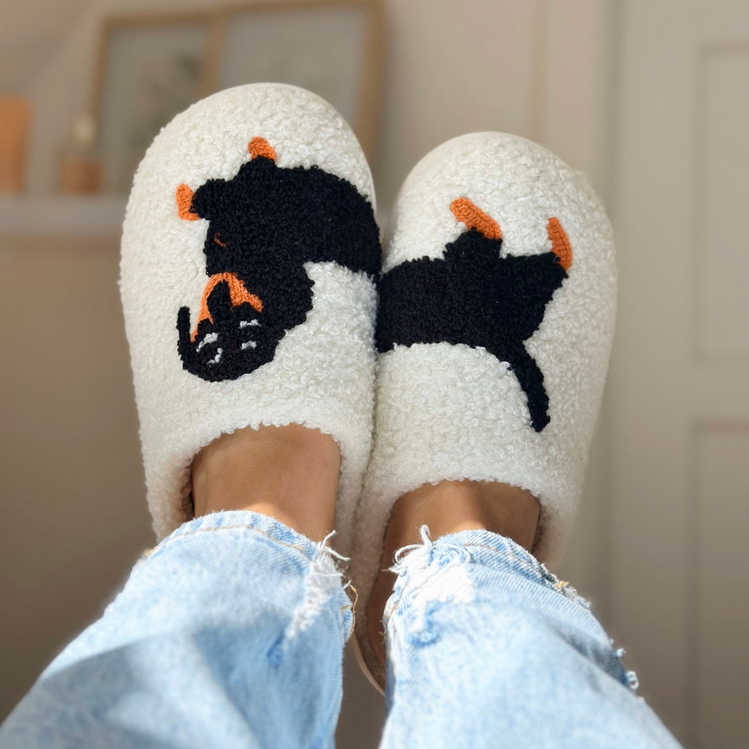 Léna Soft Indoor Cotton Printed Dachshund Mules