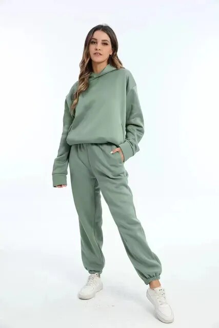 Léna – Conjunto suave y elegante de punto con sudadera con capucha y pantalón