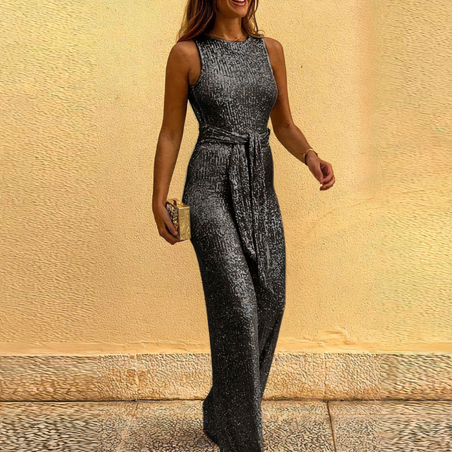 Long Dress for Women - Sleeveless - Shiny Sequins