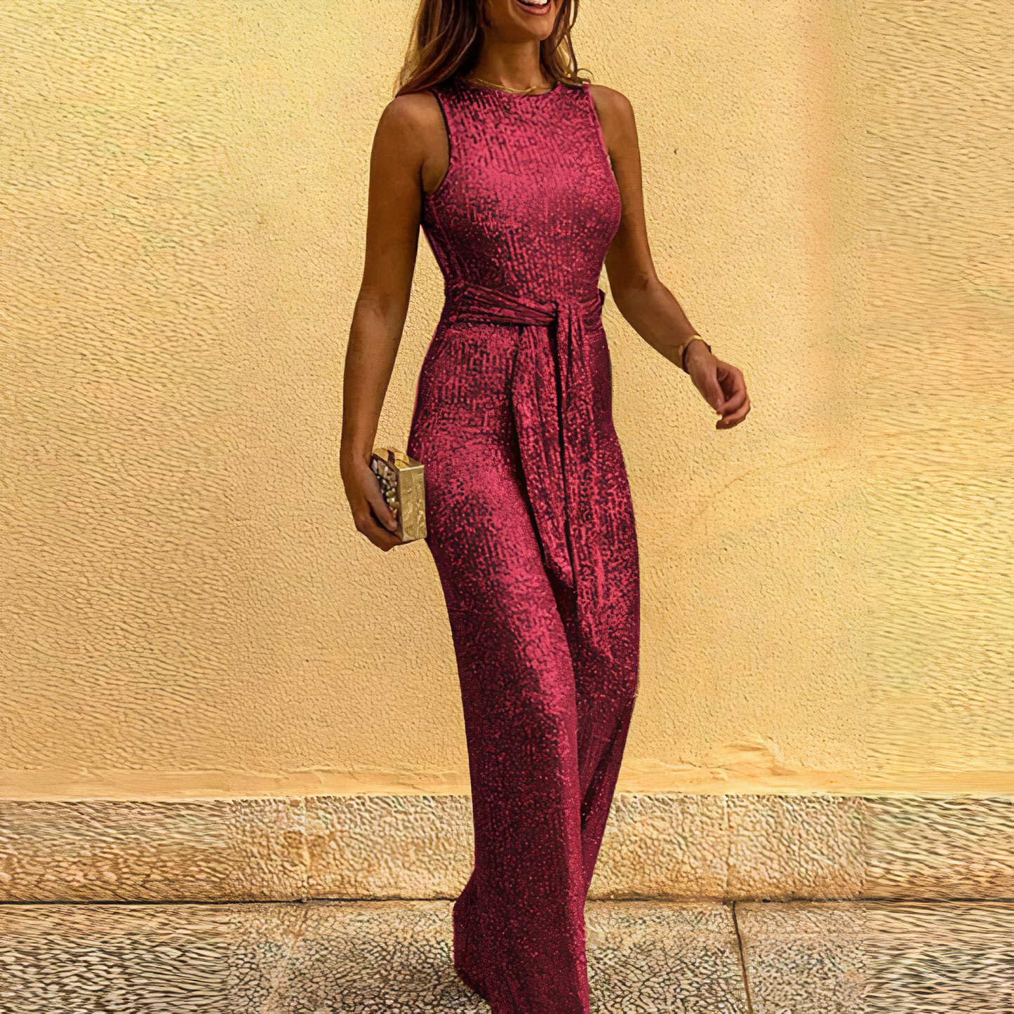Long Dress for Women - Sleeveless - Shiny Sequins