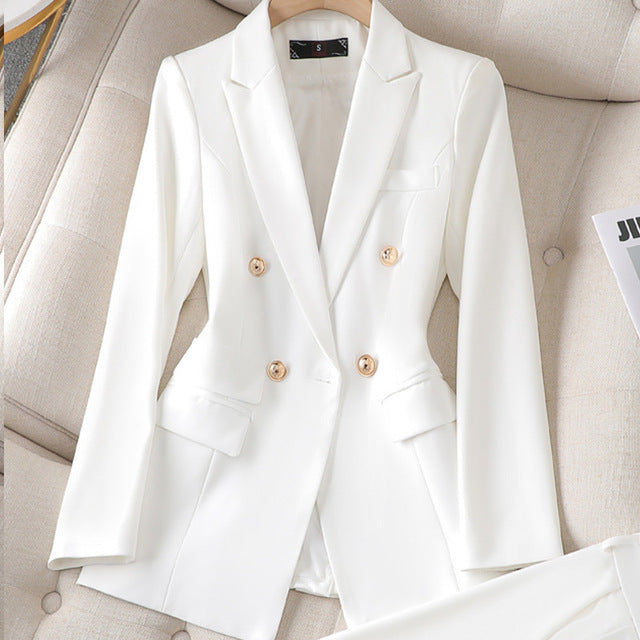 Tailleur Pantalon Femme - Blazer Cintré Croisé