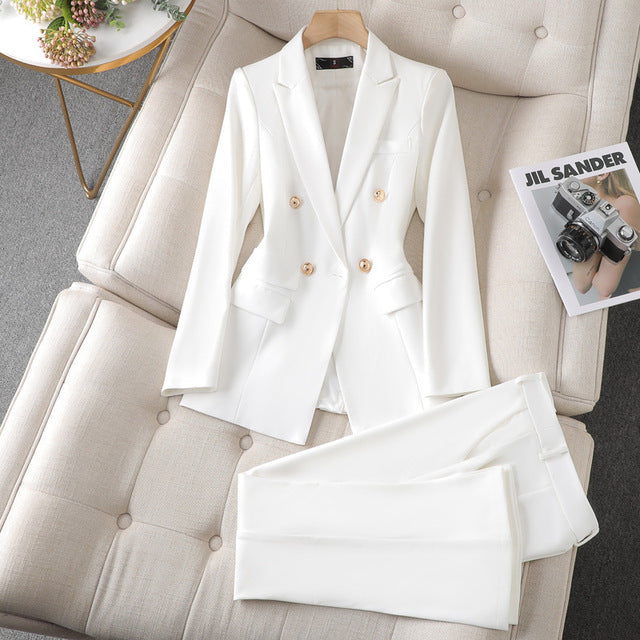 Tailleur Pantalon Femme - Blazer Cintré Croisé