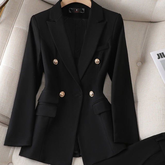 Tailleur Pantalon Femme - Blazer Cintré Croisé