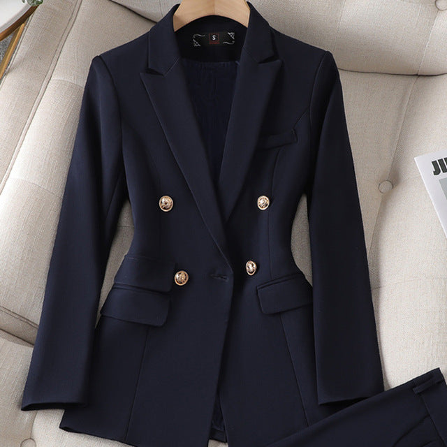 Tailleur Pantalon Femme - Blazer Cintré Croisé