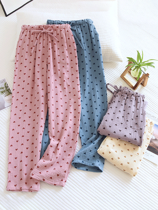 Sophie – Soft and elegant long cotton pajama with heart print