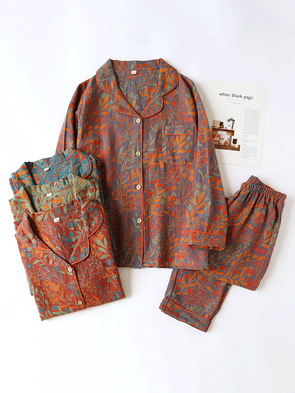 Sophie Elegant Floral Cotton Pajamas
