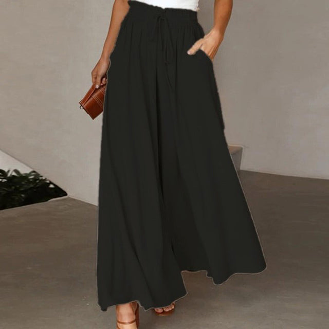 Women's wide pants - Adjustable drawstring
