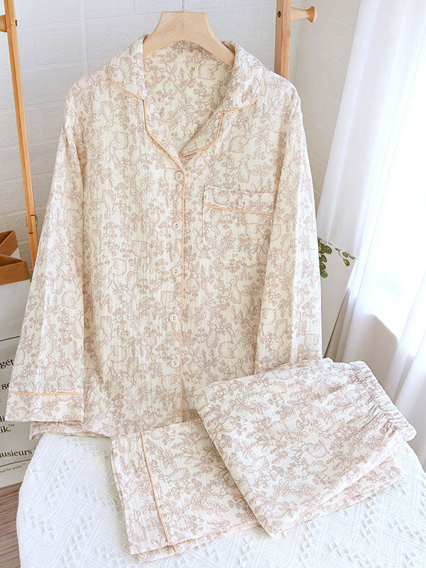 Sophie élégante en coton doux pyjama fleuri