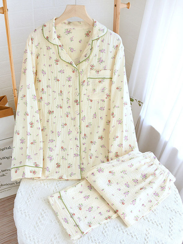 Sophie élégante en coton doux pyjama fleuri