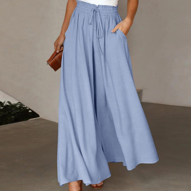 Women's wide pants - Adjustable drawstring