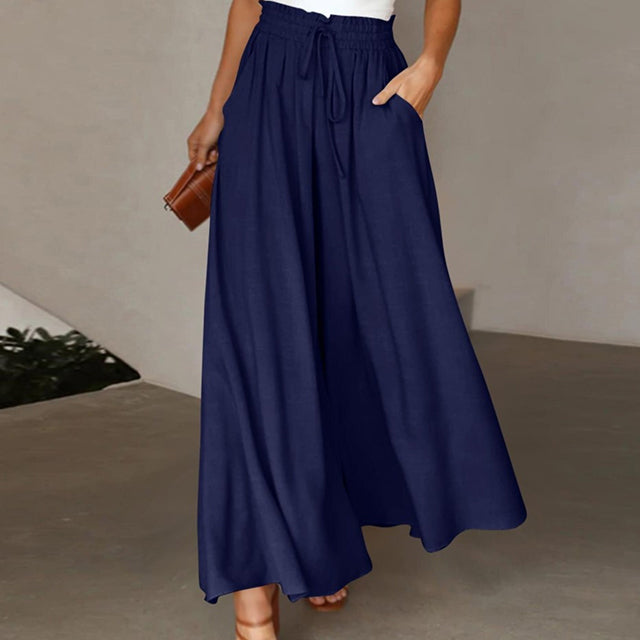 Women's wide pants - Adjustable drawstring