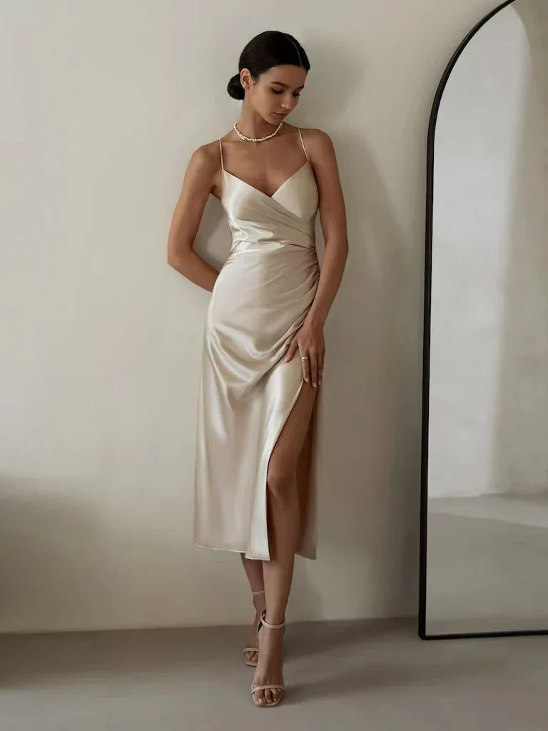 Evening Dress for Women - V-Neck - Thin Straps