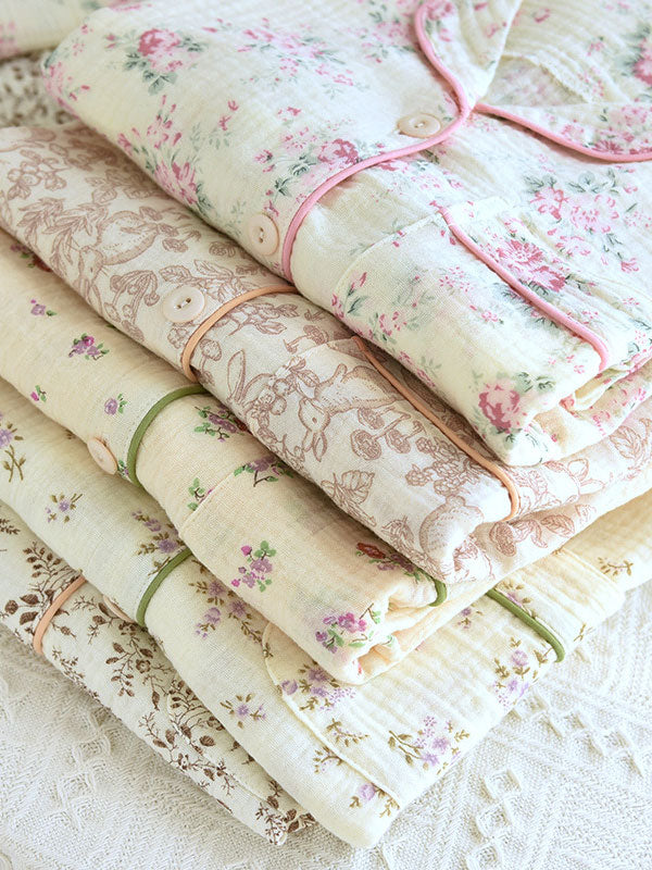 Sophie élégante en coton doux pyjama fleuri