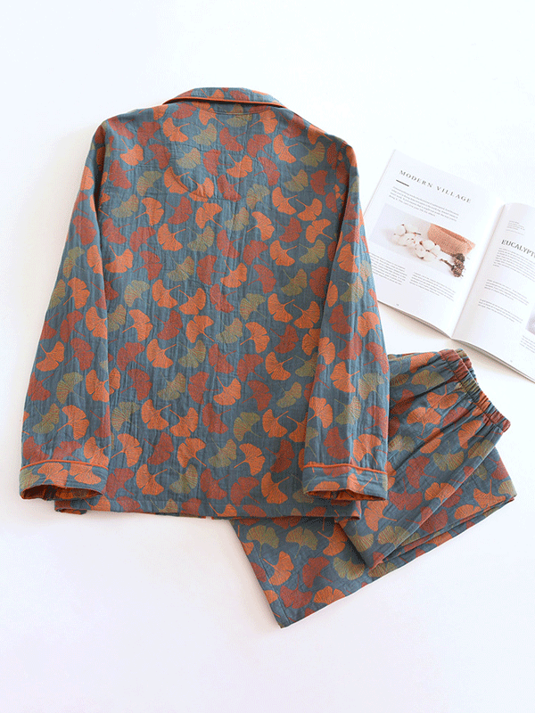 Sophie Elegant Vintage Floral Crepe Pajama Set