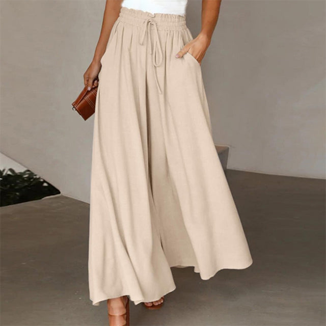 Women's wide pants - Adjustable drawstring