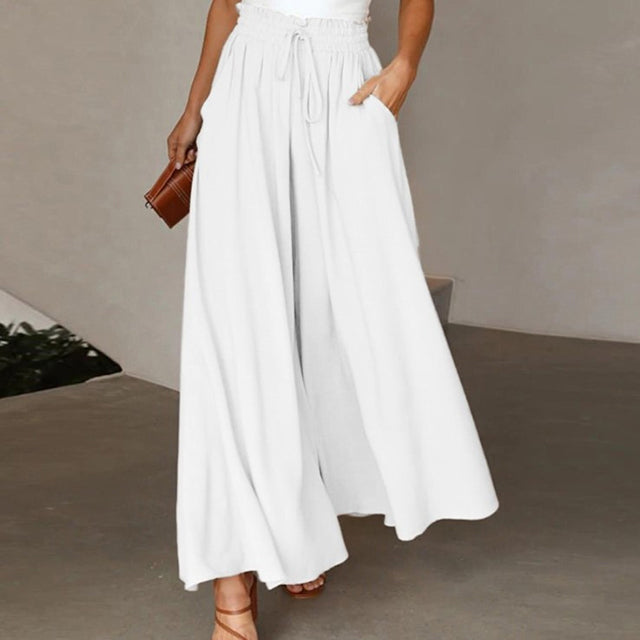Women's wide pants - Adjustable drawstring