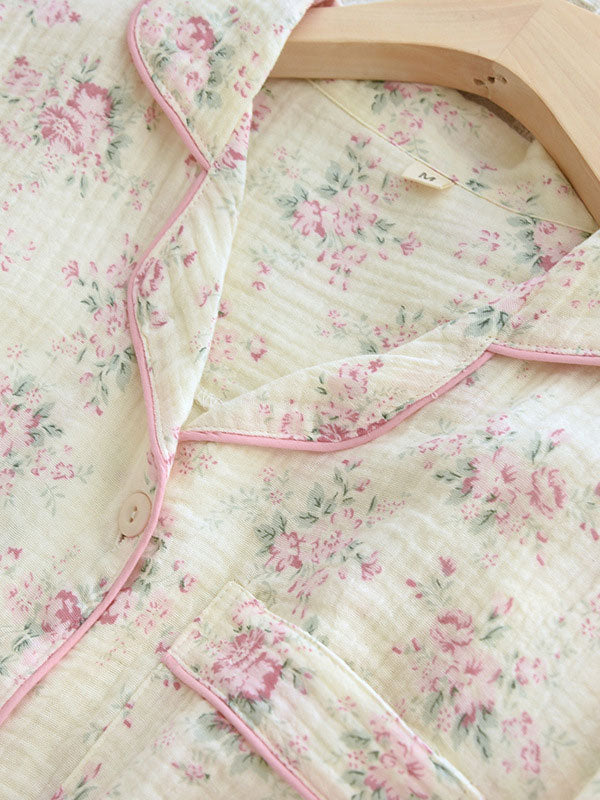 Sophie élégante en coton doux pyjama fleuri
