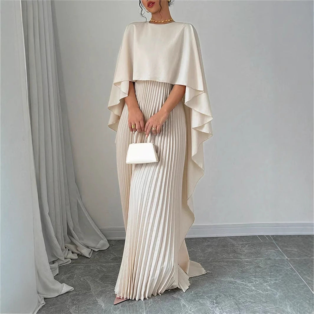 Sophie – Long fluid and elegant dress with a high collar