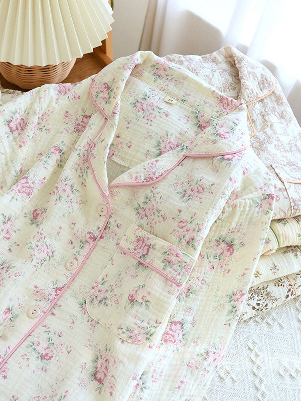Sophie élégante en coton doux pyjama fleuri