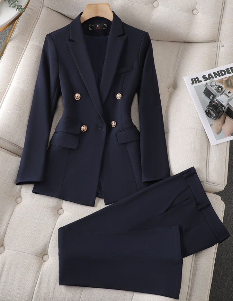 Tailleur Pantalon Femme - Blazer Cintré Croisé
