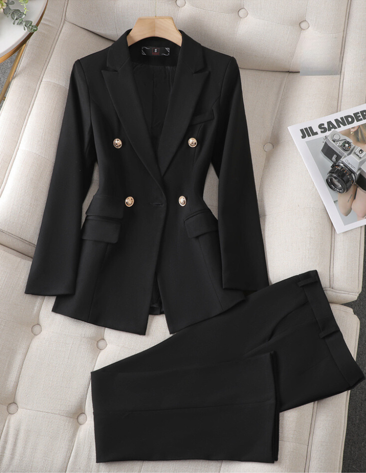 Tailleur Pantalon Femme - Blazer Cintré Croisé