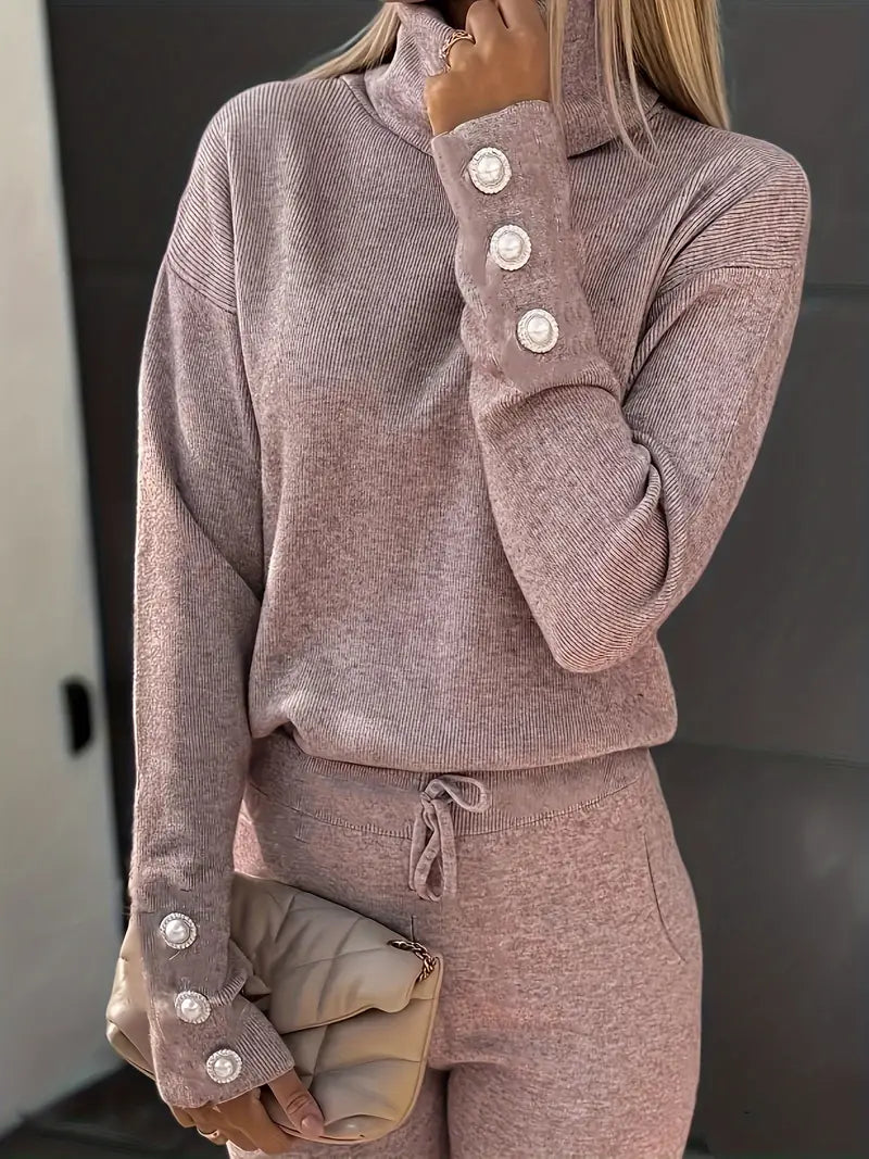 Casual Women's Set - Long Sleeve Textured Top