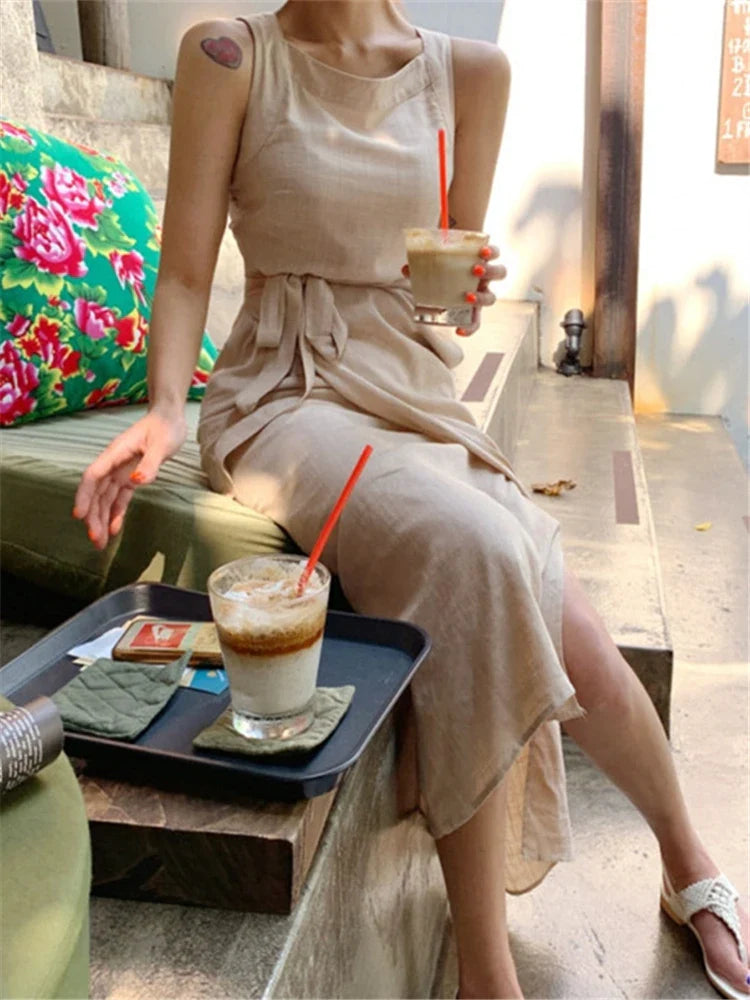 Long Dress for Women – Sleeveless – Round Neck