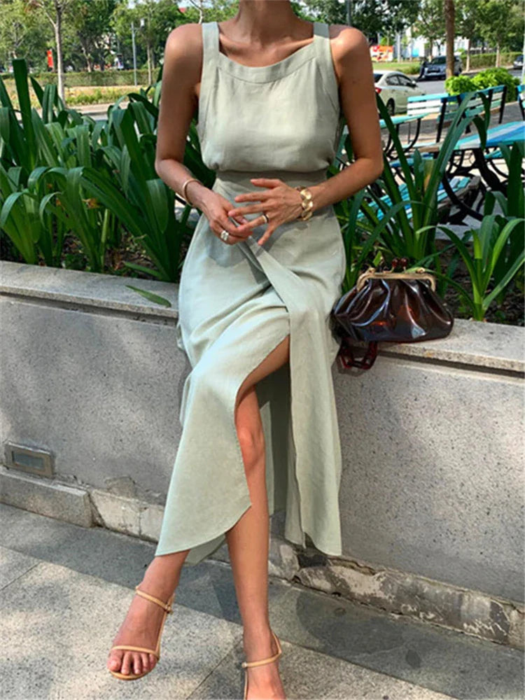 Long Dress for Women – Sleeveless – Round Neck