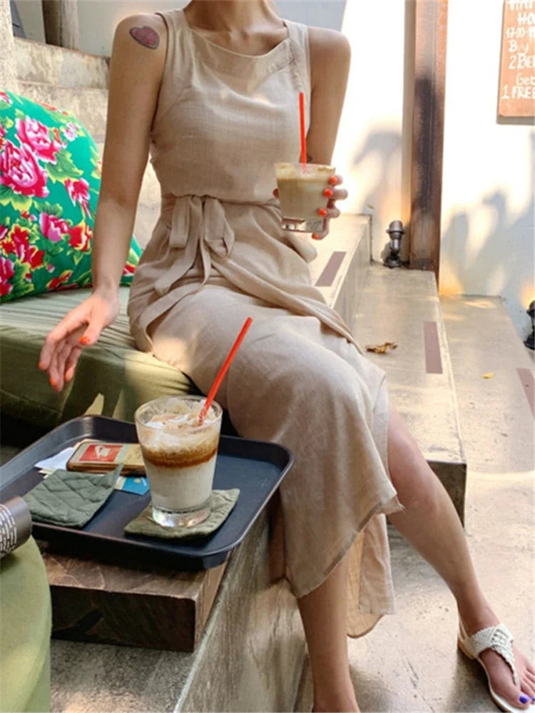 Long Dress for Women – Sleeveless – Round Neck